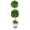 2ft. Green Boxwood Ball Topiary Faux Foliage with White Cement Pot